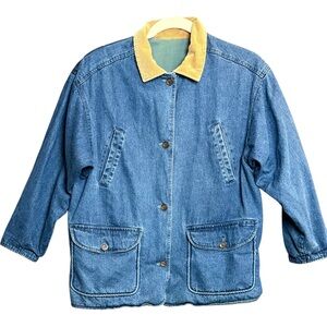 Vtg 955 Originals Reversible Chore Barn Denim Jacket Sz M Cotton Pockets Unisex